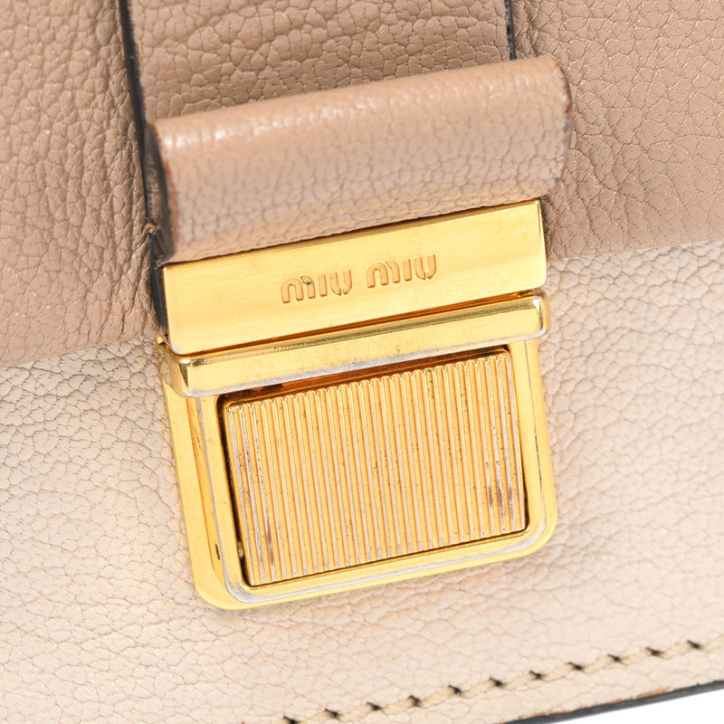 MIUMIU Miu Miu Bicolor Light Beige/Pink Bag Gold Gold Bracket Ladies Madras Shoulder Bag AB Rank Used Ginzo