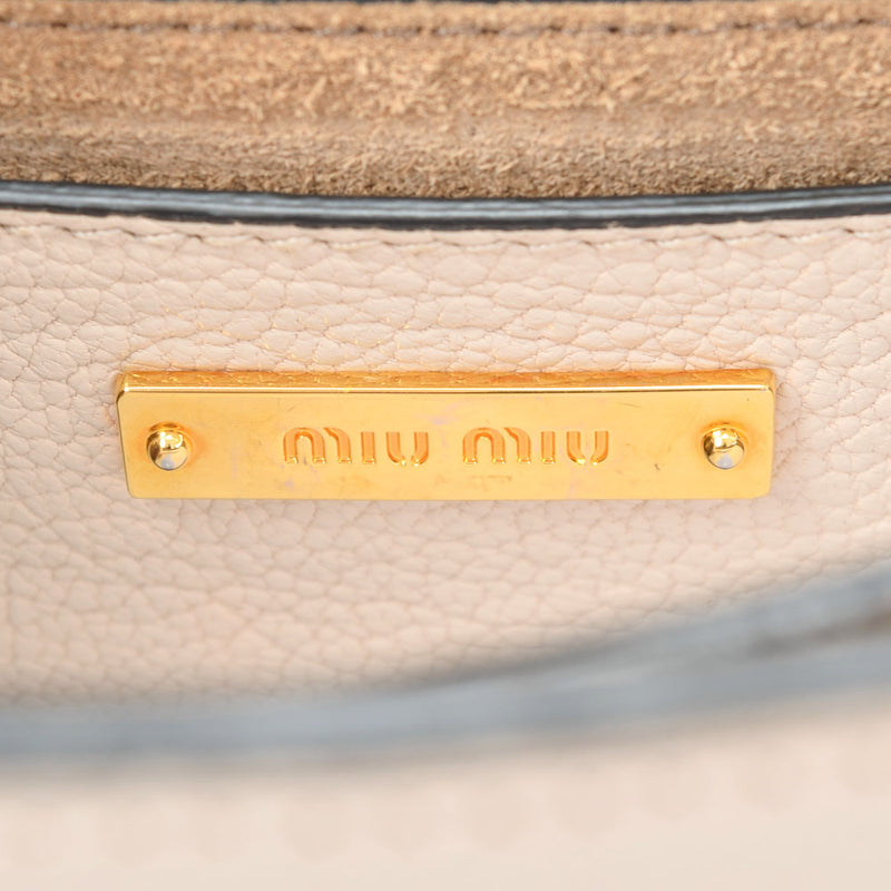 MIUMIU Miu Miu Bicolor Light Beige/Pink Bag Gold Gold Bracket Ladies Madras Shoulder Bag AB Rank Used Ginzo