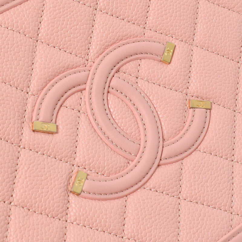 CHANEL Chanel Matrasse CC Philigrey Chain Vanity Pink Gold Bracket A93343 Ladies Caviar Skin Shoulder Bag A Rank Used Ginzo