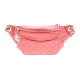 CHANEL Chanel Matrasse Coco Charm West Pouch Pink Gold Bracket A57832 Ladies Vintage Leather Waist Bag A Rank used Ginzo