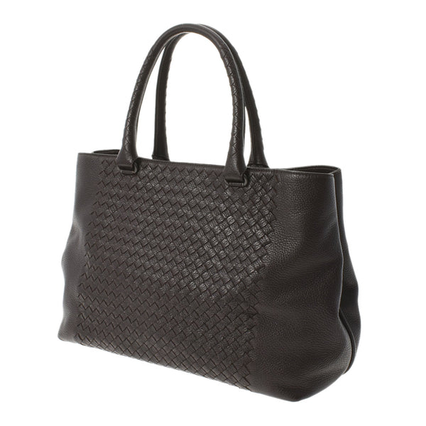 BOTTEGAVENETA Bottega Veneta Intrecchart Tote Bag Dark Brown 428331 Men's Leather Handbag B Rank Used Ginzo