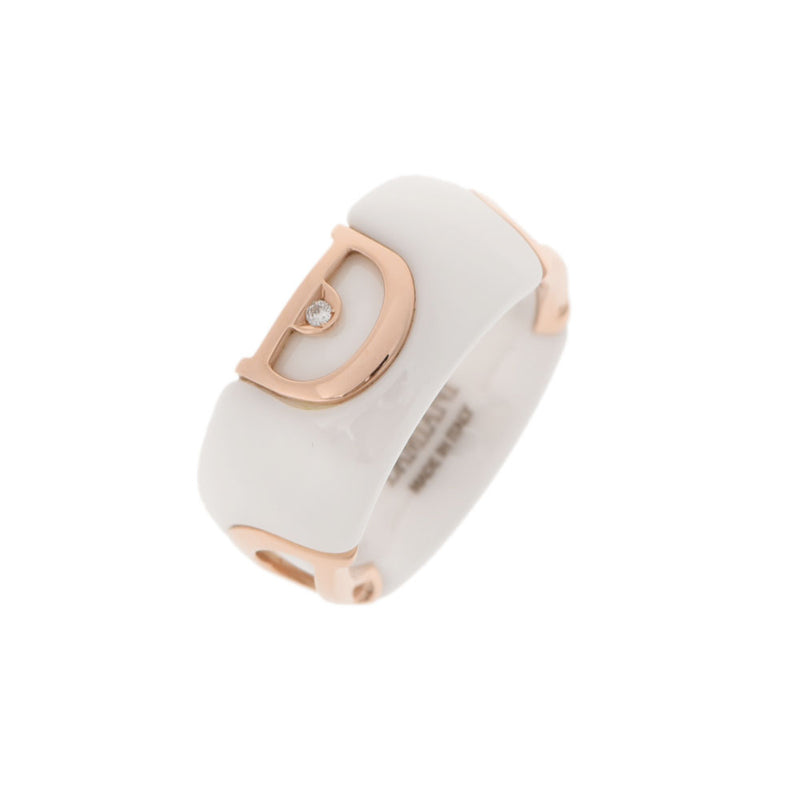 DAMIANI Damiani D icon ring diamond/Ceramic #51 White 11 Ladies K18YG Ring/Ring A Rank Used Ginzo