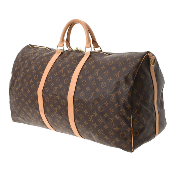 LOUIS VUITTON Louis Vuitton Monogram Keepol Bandriere 60 Old Brown M41412 Unisex Monogram Canvas Boston Bag AB Rank Used Ginzo