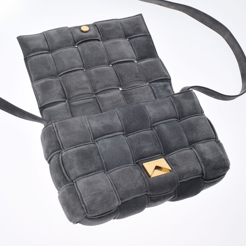 BOTTEGAVENETA BottegaVeneta Padet Cassette Gray Gold Bracket Ladies Suede Shoulder Bag A Rank Used Ginzo