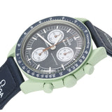 SWATCH Swatch OMEGA Omega Moon Watch SO33G100 Men's Bioceramic/VELCRO Watch Quartet Navy Dial A Rank Used Ginzo