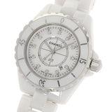 CHANEL Chanel J12 33mm 12P Diamond H1628 Men's White Ceramic/SS Watch Quartz White Dial A Rank used Ginzo