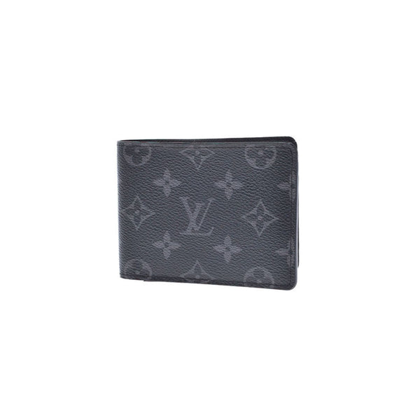 LOUIS VUITTON ルイヴィトン モノグラム エクリプス ポルトフォイユ ミュルティプル 黒/グレー M61695 ユニセックス 二つ折り財布 Bランク 中古 銀蔵