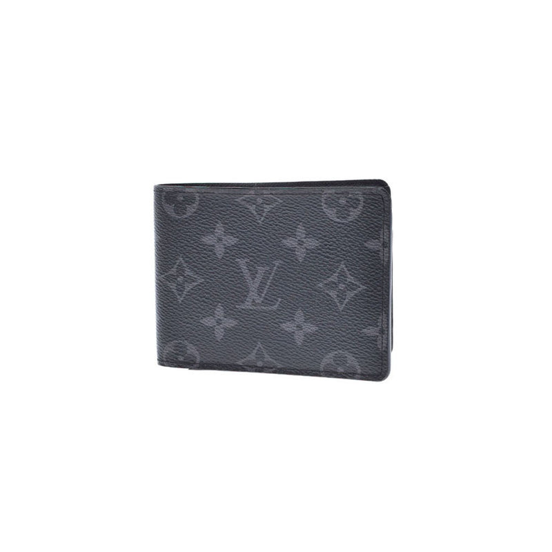 LOUIS VUITTON ルイヴィトン モノグラム エクリプス ポルトフォイユ ミュルティプル 黒/グレー M61695 ユニセックス 二つ折り財布 Bランク 中古 銀蔵