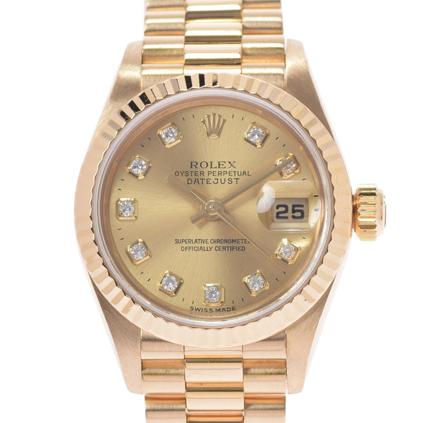 ROLEX Rolex Datejust 10P Diamond 79178G Ladies YG Watch Automatic Champagne Dial A Rank Used Ginzo