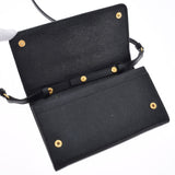 PRADA Prada Shoulder Wallet Ribbon Black Gold Bracket Ladies Safiano Long Wallet A Rank used Ginzo
