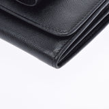 PRADA Prada Shoulder Wallet Ribbon Black Gold Bracket Ladies Safiano Long Wallet A Rank used Ginzo