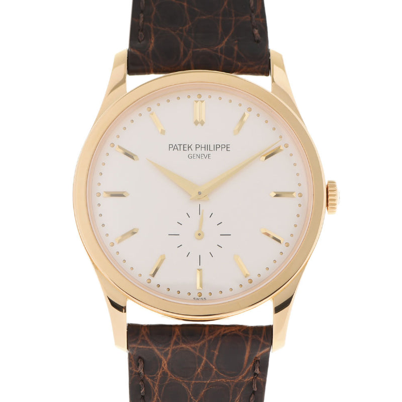 PATEK PHILIPPE PATEC PHILIP KARATRAVA 5196J-001男孩YG/皮革手表手工编织白色表盘