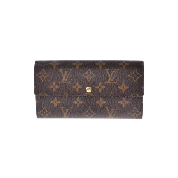 路易威顿路易斯·维顿（Louis Vuitton）会标portofoyilla旧棕色M61726女士会标帆布钱包，二手Ginzo