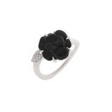 CHANEL Chanel Camellia Diamond/Onyx Silver/Black No. 9 Ladies K18WG Ring/Ring A Rank Used Ginzo