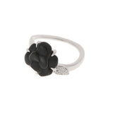 CHANEL Chanel Camellia Diamond/Onyx Silver/Black No. 9 Ladies K18WG Ring/Ring A Rank Used Ginzo