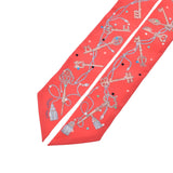 HERMES Hermes Twilly Lecress Pore/Les Cles A POIS Red Ladies Silk 100 % Scarf New Ginzo
