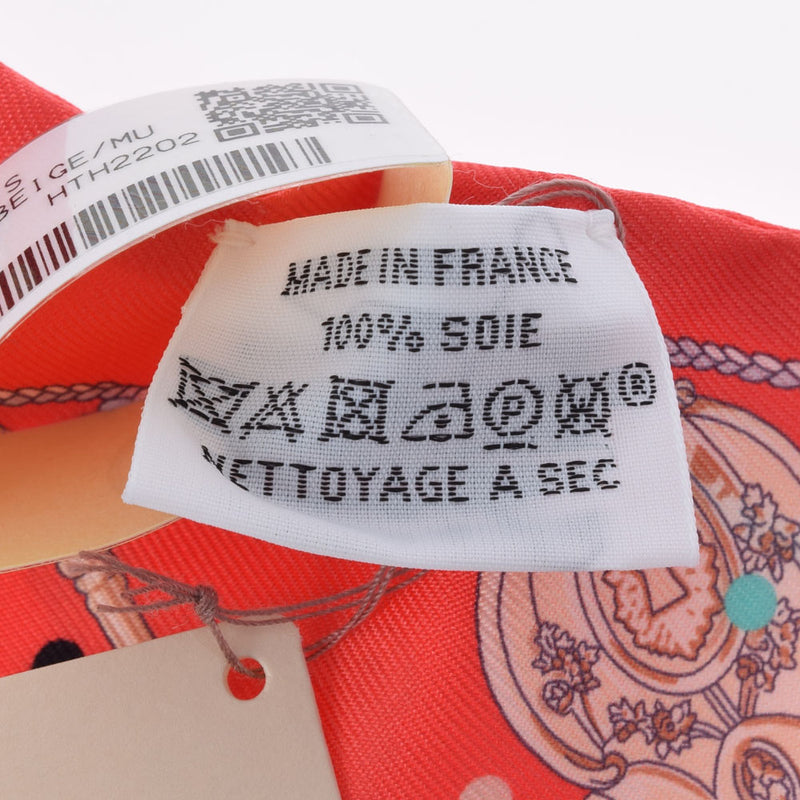 HERMES HERMES TWILLY LECRESS毛孔/Les Cles A Pois Red Ladies Silk 100％围巾New Ginzo