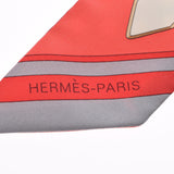 HERMES エルメス ツイリー グラン・トゥラララ/Grand Tralala 赤/グレー系 レディース シルク100％ スカーフ 新品 銀蔵