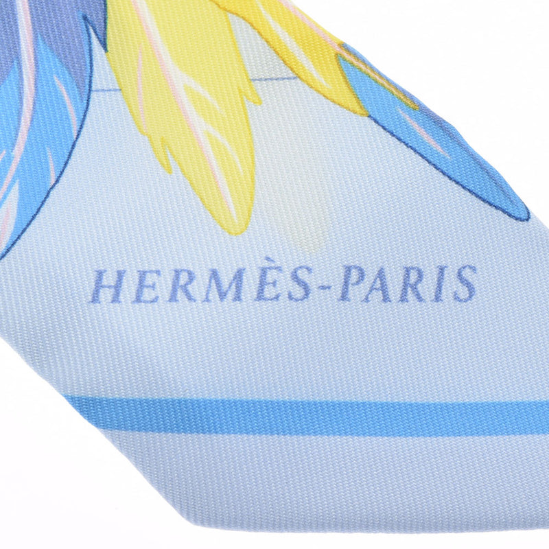 HERMES Hermes Twilly Dance Pacific/DANSE PACIFIQUE Light Blue Ladies Silk 100 % Scarf New Ginzo