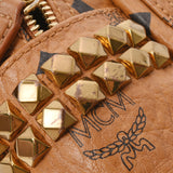 MCM MCM EEM背包极限螺柱Cognac Ladies PVC/皮革背包/Daypack B等级使用Ginzo