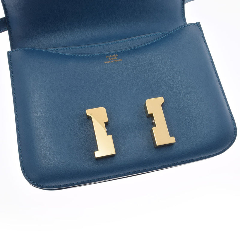HERMES エルメス コンスタンス ミニ ブルードマルド ゴールド金具 □Q刻印(2013年頃) レディース ヴォースイフト ショルダーバッグ Aランク 中古 銀蔵