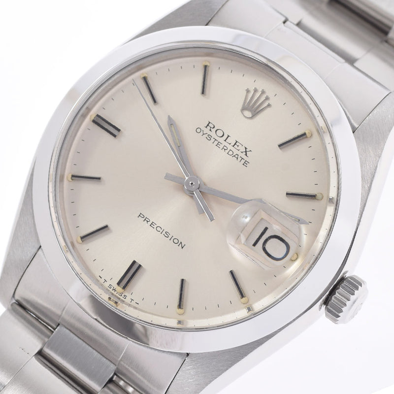 ROLEX Rolex Oyster Date Precision 6694 Boys SS Watch Hand -wound Silver Dial AB Rank Used Ginzo