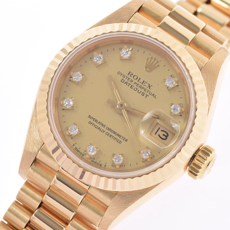 ROLEX Rolex Datejust 10P diamond 69178G Ladies YG Watch Automatic Champagne Dial A Rank Used Ginzo