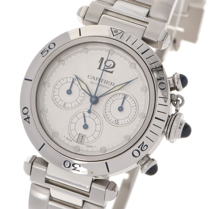 Cartier Cartier Pasha 38mm Chronograph Men's SS Watch Automatic White Dial A Rank used Ginzo