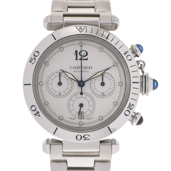 Cartier Cartier Pasha 38mm Chronograph Men's SS Watch Automatic White Dial A Rank used Ginzo