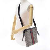 GUCCI グッチ GGスプリーム メッセンジャーバッグ  ベージュ/黒 シルバー金具 387111 ユニセックス  PVC ショルダーバッグ Bランク 中古 銀蔵