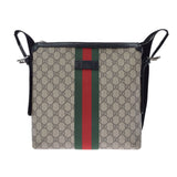 GUCCI グッチ GGスプリーム メッセンジャーバッグ  ベージュ/黒 シルバー金具 387111 ユニセックス  PVC ショルダーバッグ Bランク 中古 銀蔵