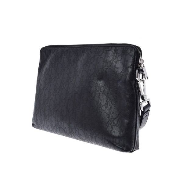 Christian DIOR Christian Dior Obriek Galaxy Zip Pouch Black Ladies Leather Clutch Bag B Rank Used Ginzo
