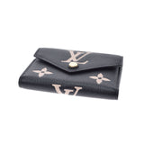 LOUIS VUITTON Louis Vuitton Monogram Amplant Portofoyille Victorine Noir/Beige M80968 Unisex Leather Milky Wallet A Rank Used Ginzo