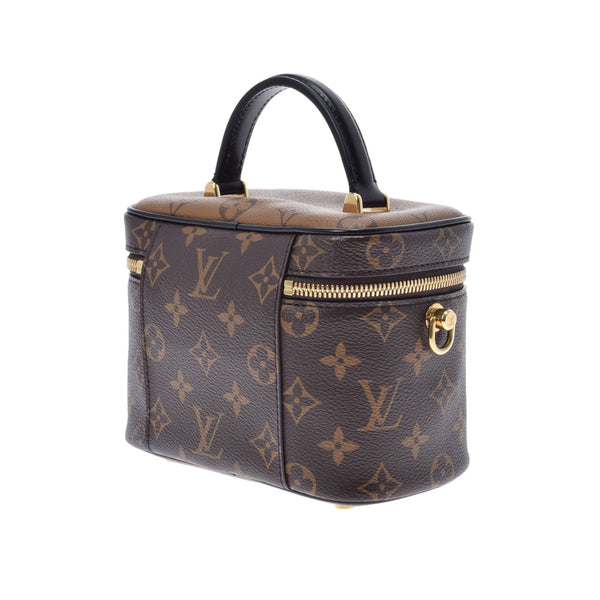 LOUIS VUITTON ルイヴィトン モノグラム リバース ヴァニティ NV PM 2WAY キャメル系/黒 M45165 レディース モノグラムキャンバス ハンドバッグ Aランク 中古 銀蔵