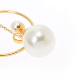 [Summer Selection] Ginzo Used CHRISTIAN DIOR [Christian Dior] Logo Earrings/Pearl/GP metal Ladies
