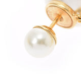 [Summer Selection] Ginzo Used CHRISTIAN DIOR [Christian Dior] Logo Earrings/Pearl/GP metal Ladies