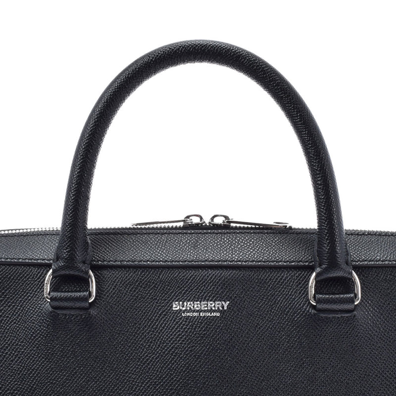 BURBERRY Burberry Grainy Leather Brief Case Black Silver Bracket Men's Calf Business Bag A Rank used Ginzo