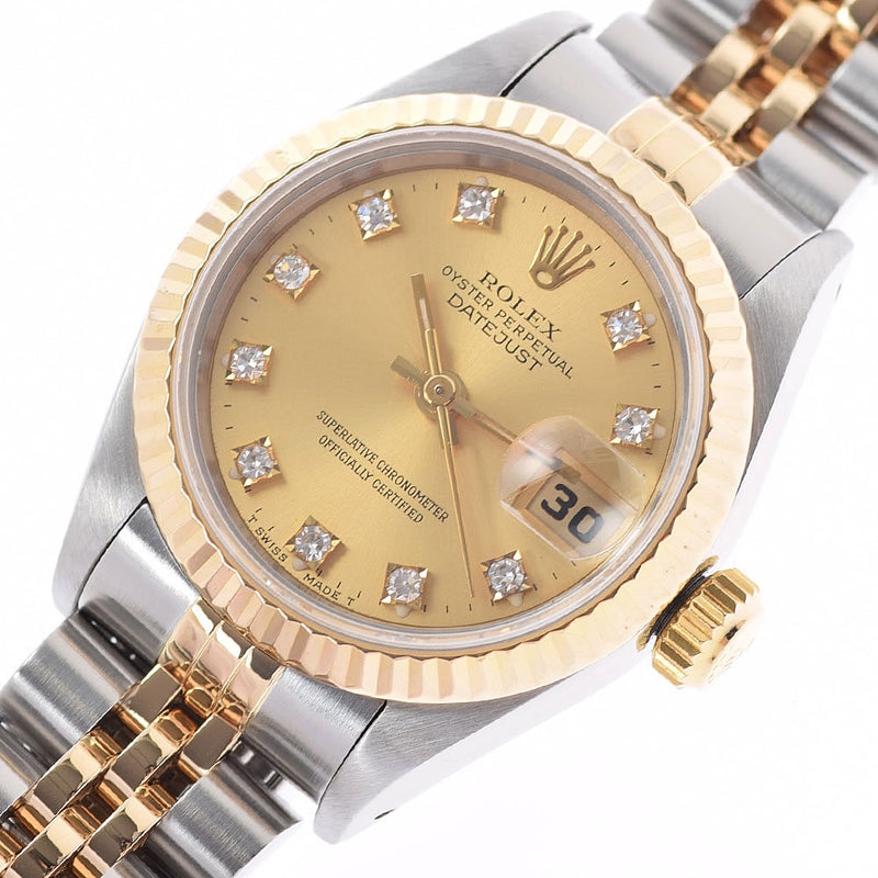 ROLEX Rolex Datejust 10P Diamond 69173G Ladies YG/SS Watch Automatic Champagne Dial A Rank used Ginzo