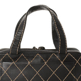 CHANEL Chanel Wild Stitch Black Silver Bracket Ladies Calf Handbag B Rank used Ginzo