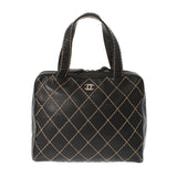 香奈儿香奈儿野生针迹黑色银色支架女士小腿手提包B等级用ginzo