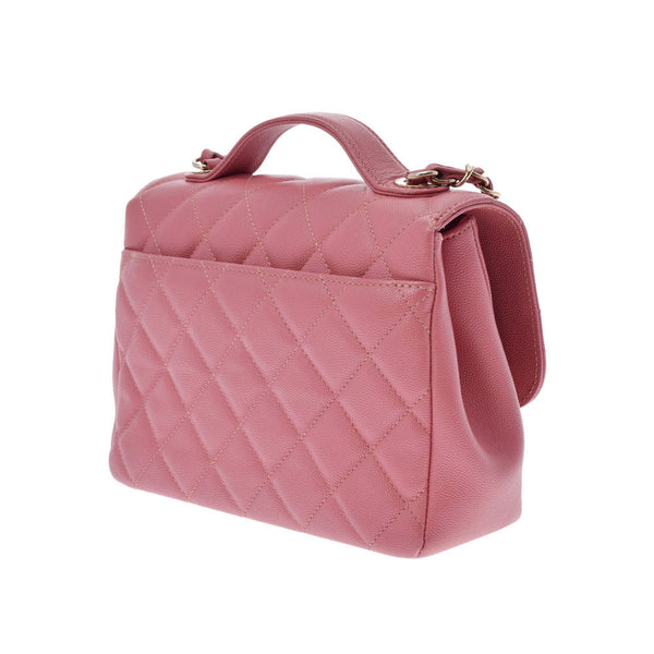 CHANEL Chanel Matrasse Top Handle Flap Bag 2WAY Pink Gold Bracket Ladies Caviar Skin Shoulder Bag AB Rank Used Ginzo