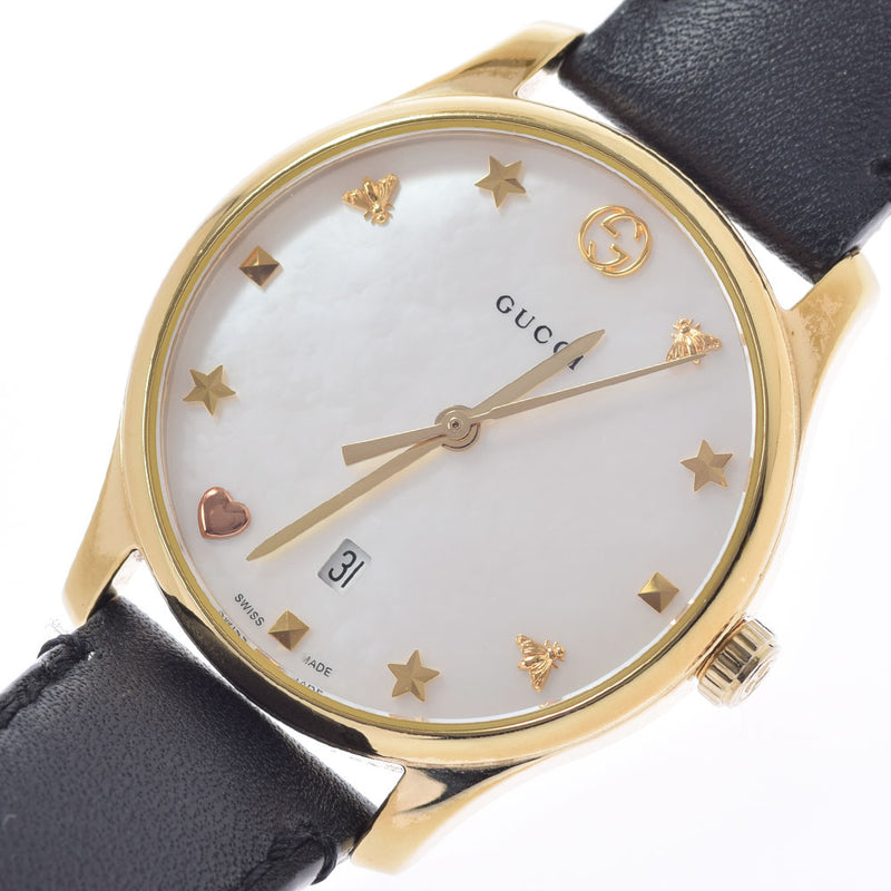 Gucci Gucci G Timeless 126.5女士GP/ss Watch Quartz shell shell Dial AB级使用Ginzo