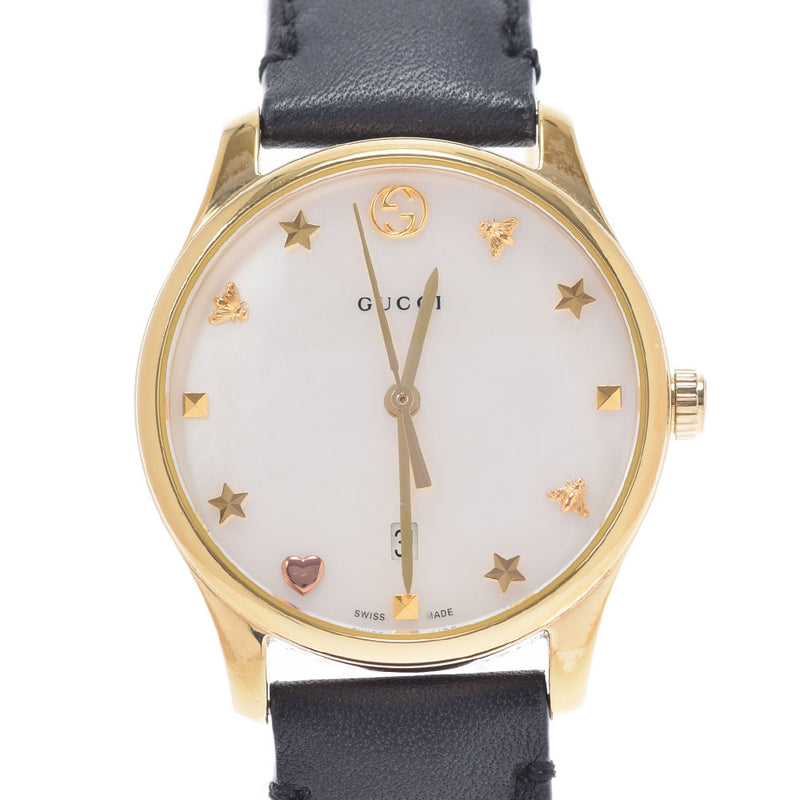 Gucci Gucci G Timeless 126.5女士GP/ss Watch Quartz shell shell Dial AB级使用Ginzo