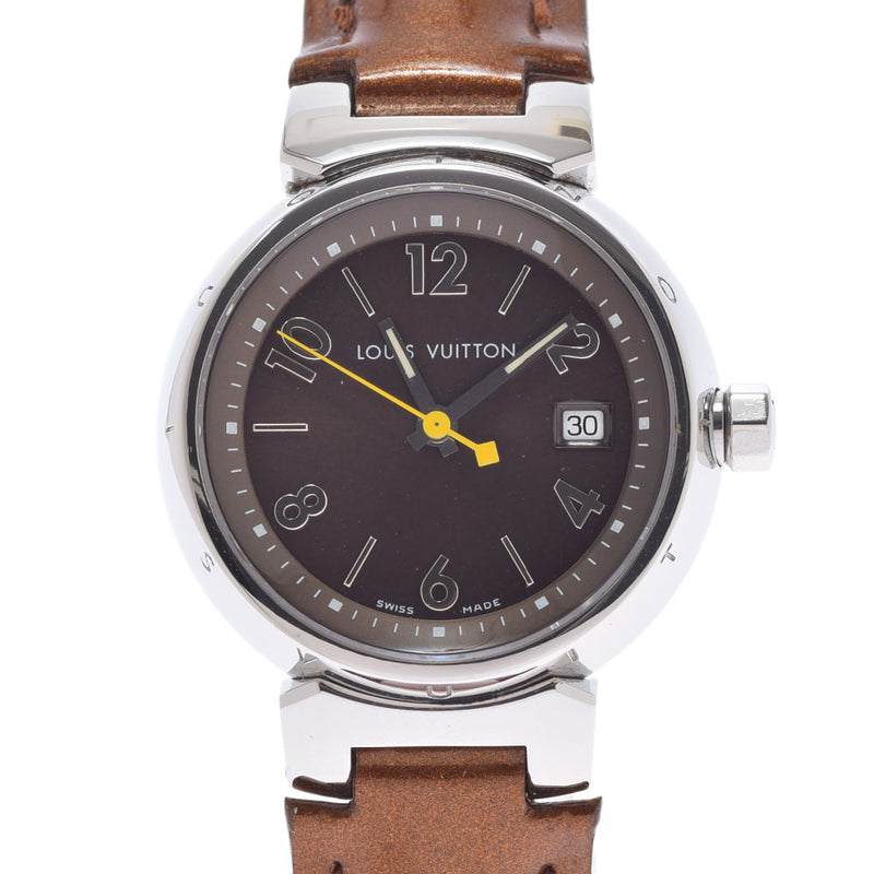 LOUIS VUITTON Louis Vuitton Tambour Q1211 Ladies SS/Leather Watch Quartz Brown Dial A Rank used Ginzo