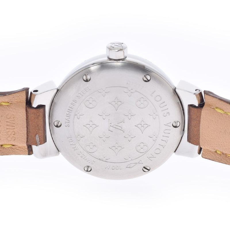 LOUIS VUITTON Louis Vuitton Tambour Q1211 Ladies SS/Leather Watch Quartz Brown Dial A Rank used Ginzo