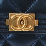 CHANEL Chanel Boy Channel Nutsu Wallet Metallic Blue Gold Bracket A80286 Ladies Lambskin Long Wallet Unused Ginzo