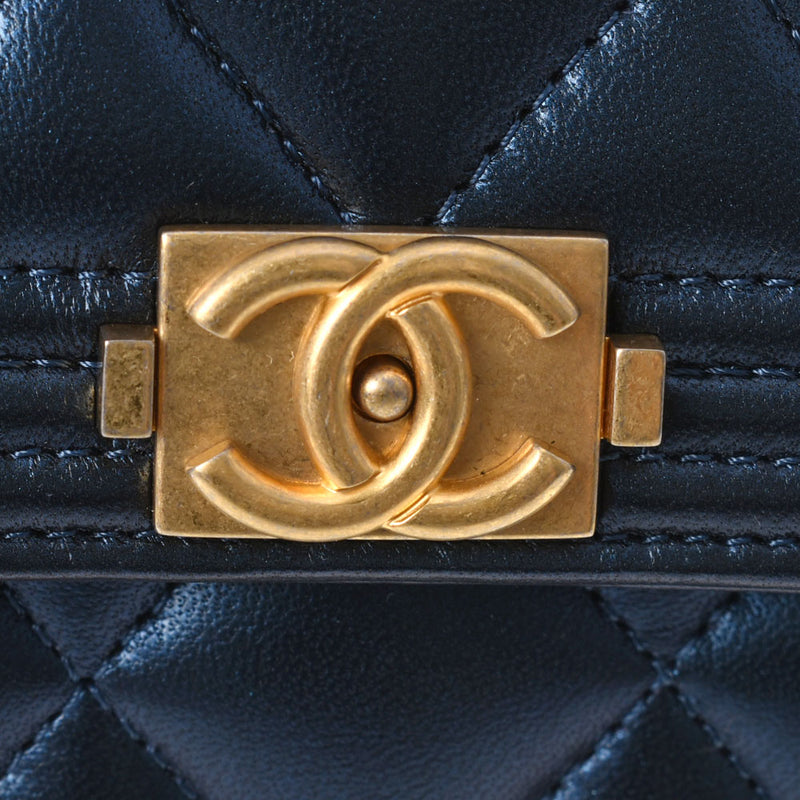 CHANEL Chanel Boy Channel Nutsu Wallet Metallic Blue Gold Bracket A80286 Ladies Lambskin Long Wallet Unused Ginzo