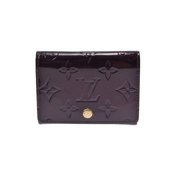 LOUIS VUITTON Louis Vuitton Verni Anverop Cartouvisit Card Case Amarant M91409 Ladies Monogram Verni Bank B Used Ginzo