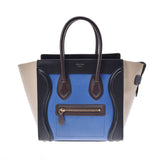 CELINE セリーヌ ラゲージ マイクロショッパー 青/黒/茶/ベージュ レディース カーフ  ハンドバッグ Bランク 中古 銀蔵