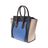 CELINE セリーヌ ラゲージ マイクロショッパー 青/黒/茶/ベージュ レディース カーフ  ハンドバッグ Bランク 中古 銀蔵